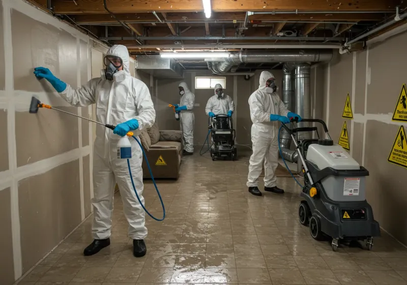 Basement Moisture Removal and Structural Drying process in Wellington, OH